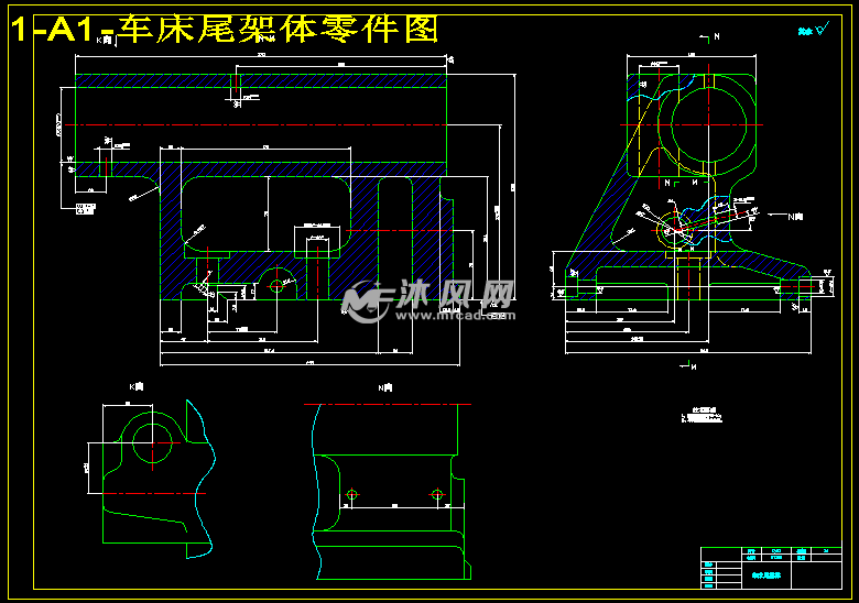 1-a1-车床尾架体零件图