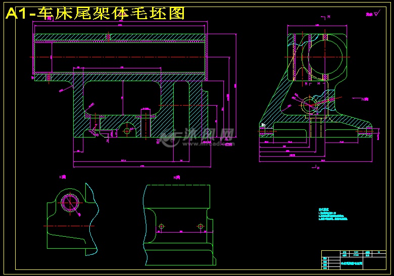 a1-车床尾架体毛坯图