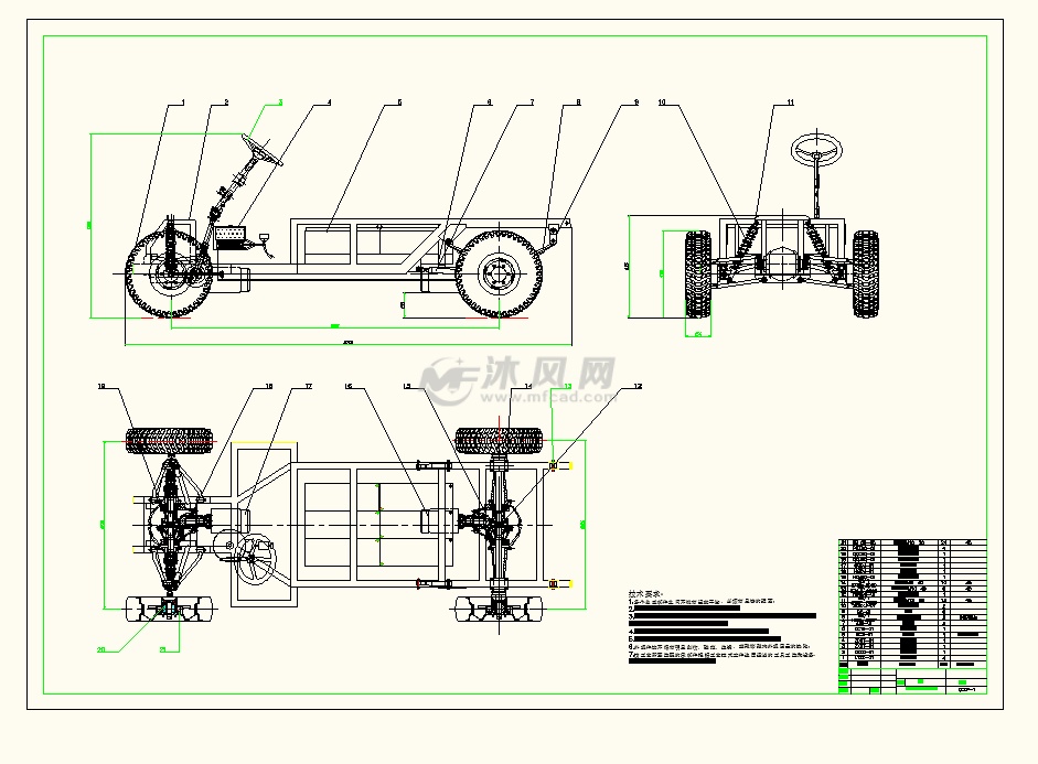 农用四驱电动汽车底盘设计 - 交通运输图纸 - 沐风网