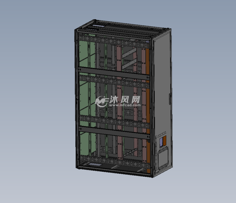 九折型材框架型通讯柜透视图一款九折型材框架型柜子,供参考9折型材
