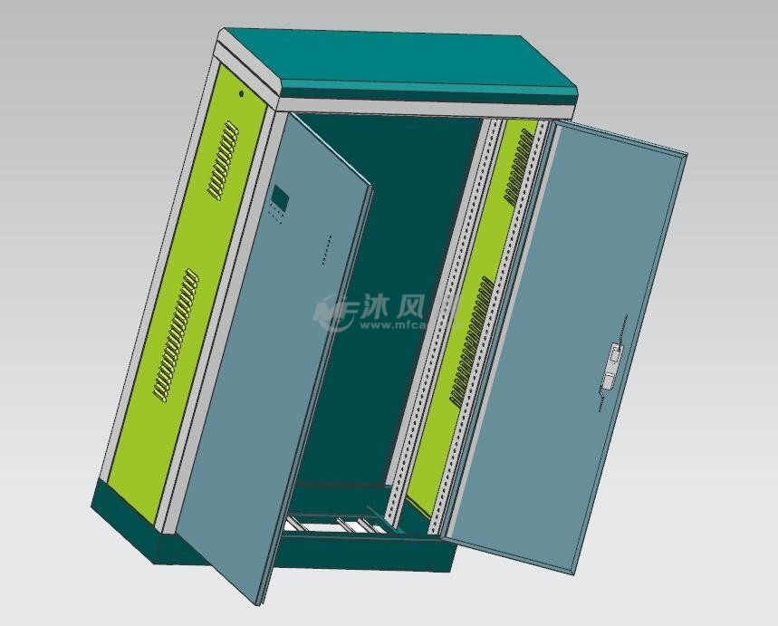 对开门电控柜钣金设计- 箱体类图纸 - 沐风网