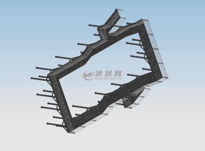 钢结构爬梯平台模型图