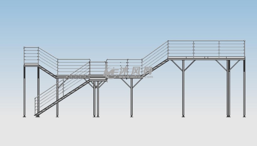 钢结构爬梯平台模型图