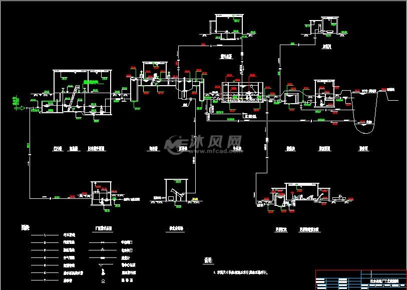 cass工艺全套施工图,设计出水标准为国家一级a,工艺流程为粗格栅 提升