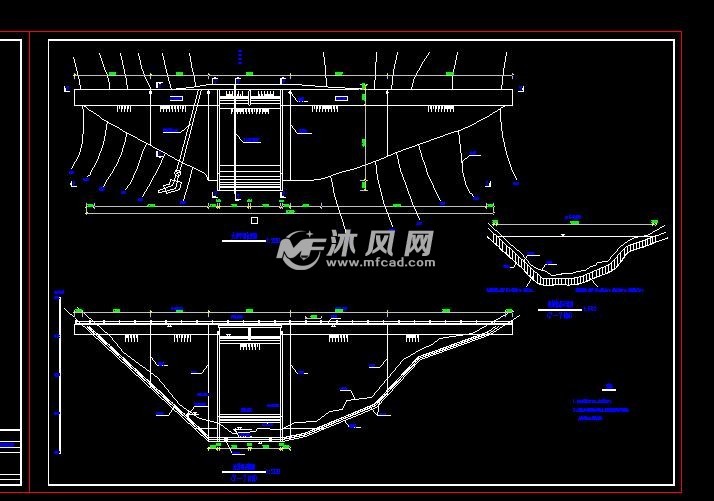 某栏水调控的防洪闸坝结构方案- 大坝堤防图图纸