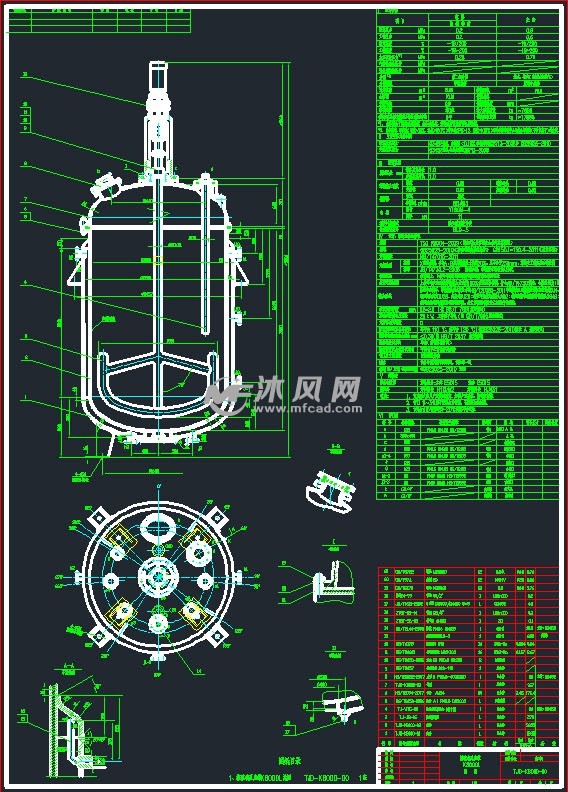 8立方反应釜cad装配图k8