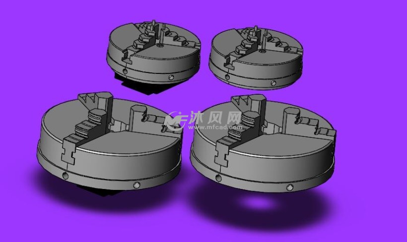 4种100mm精密三爪卡盘模型
