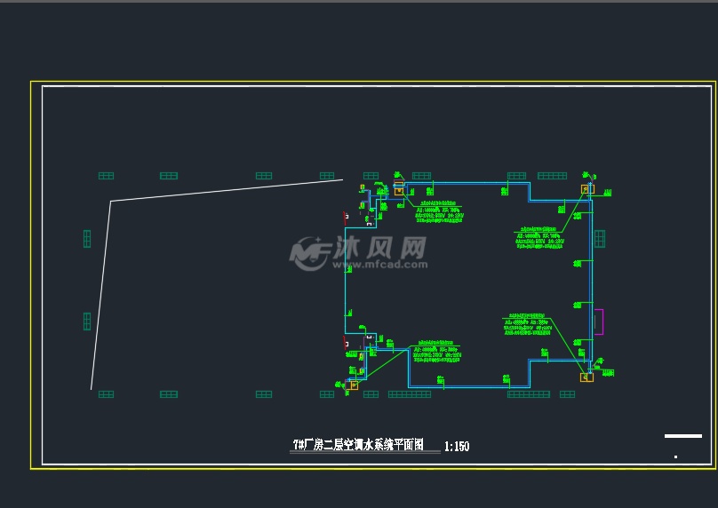 厂房二层空调水系统平面图