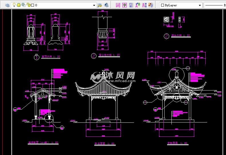 木制茶室廊亭结构,设计说明: 1 .本建筑为木结构,木基层,瓦屋面.