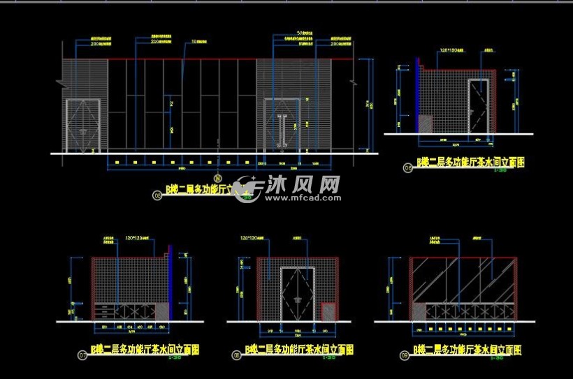 二层多功能厅茶水间立面图