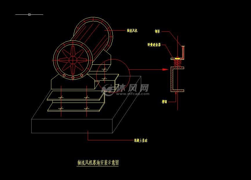 暖通设备安装大样图/轴流风机安装详图