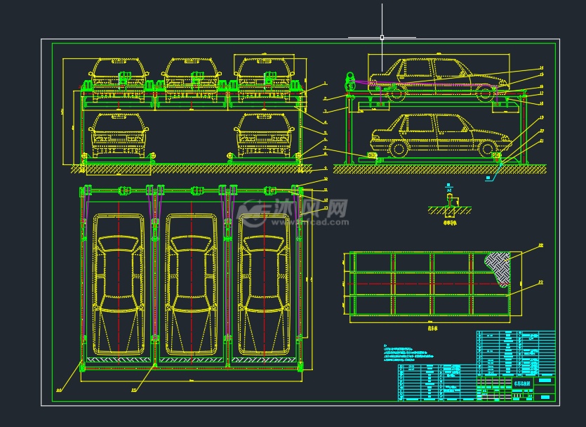 立体车库cad设计 - 机械设备图纸 - 沐风网