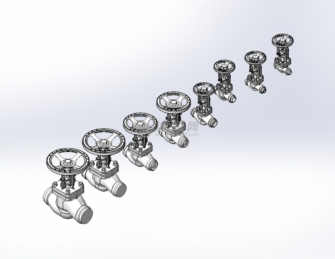 8款管道停止阀三维模型 - 阀体图纸 - 沐风网