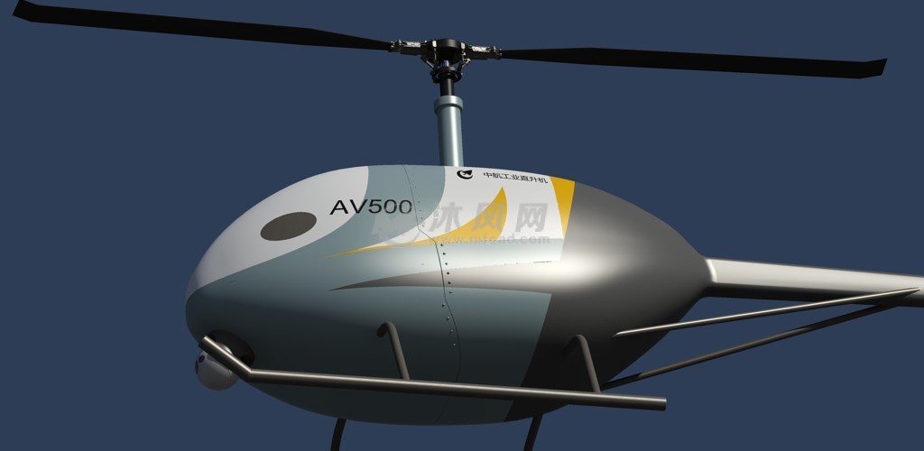 中航工业av500单旋翼无人直升机三维模