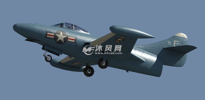 美国f9f黑豹战机侧面渲染