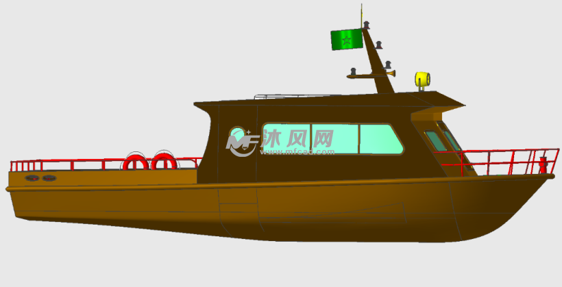小型海上巡航船模型侧面图