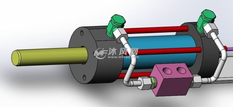 带液压锁的双出杆液压缸