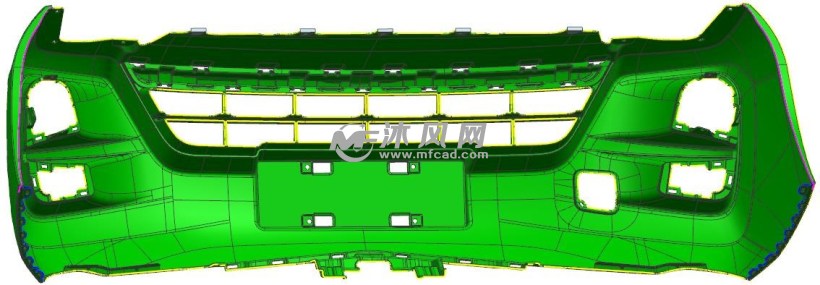 汽车前保险杠模具-外分型 注塑模图纸 沐风网