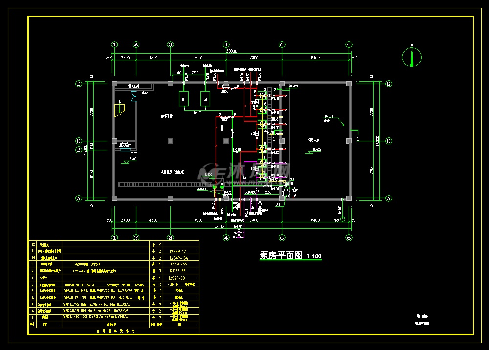 某小区水泵房图- cad建筑图纸 - 沐风网