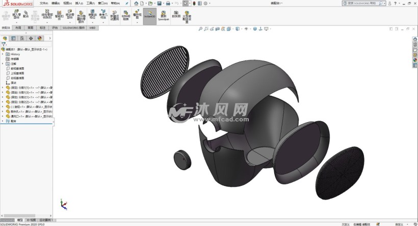 solidworks 2020 曲面造型案例:胖胖的创意风扇造型设计