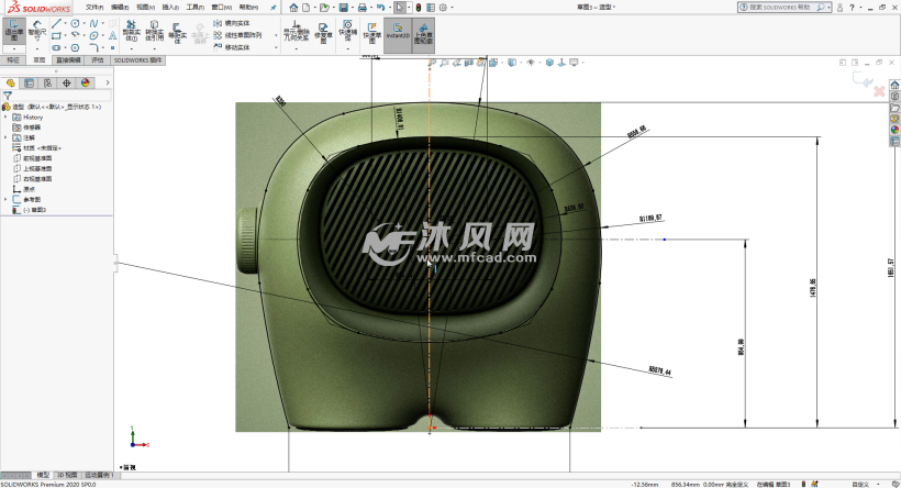 solidworks2020曲面造型案例胖胖的创意风扇造型设计