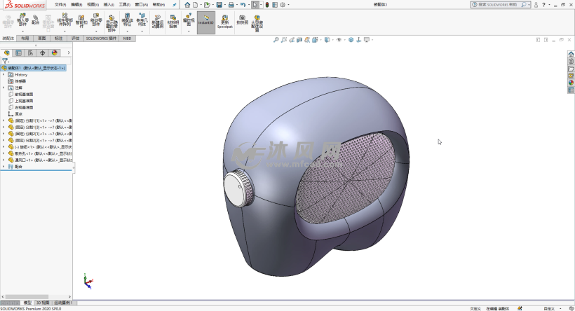 solidworks 2020 曲面造型案例:胖胖的创意风扇造型设计