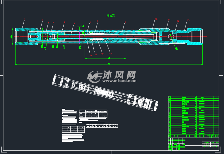 杆式抽油泵 泵图纸 沐风网