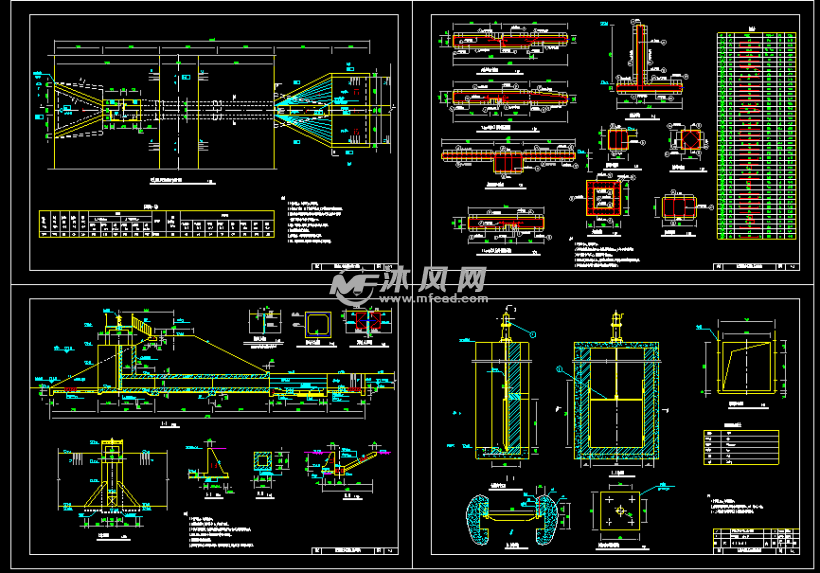 现浇混凝土矩形涵洞式水闸结构钢筋图