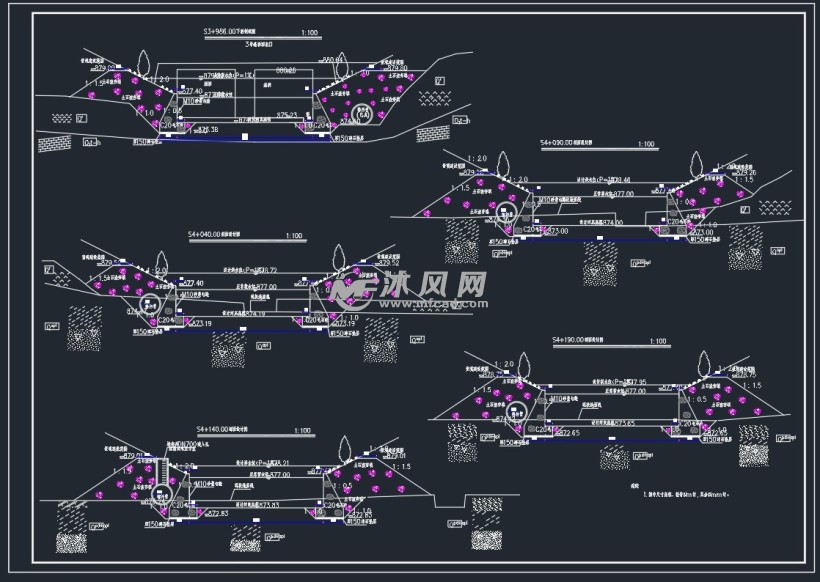 砼倒虹吸管河道治理施工图