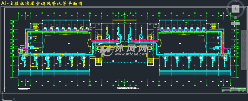 a1-主楼标准层空调风管水管平面图