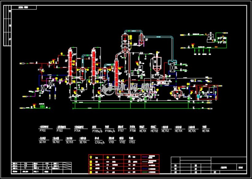 流程图处理量12t/h三效蒸发器施工图,包含工艺流程图,设备外形图,钢