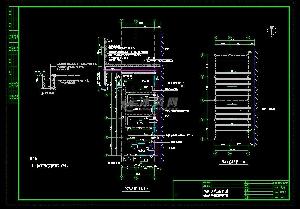 本次设计为:某餐饮服务中心锅炉房改造建筑结构图     本建筑建筑