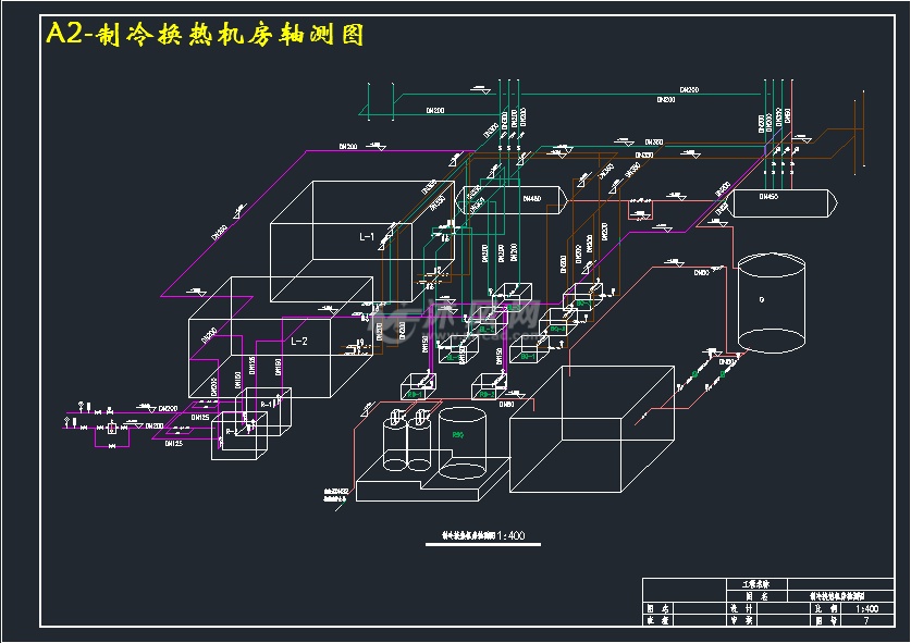 模型库 设计方案 暖通空调类 a2-制冷换热机房平面放大图