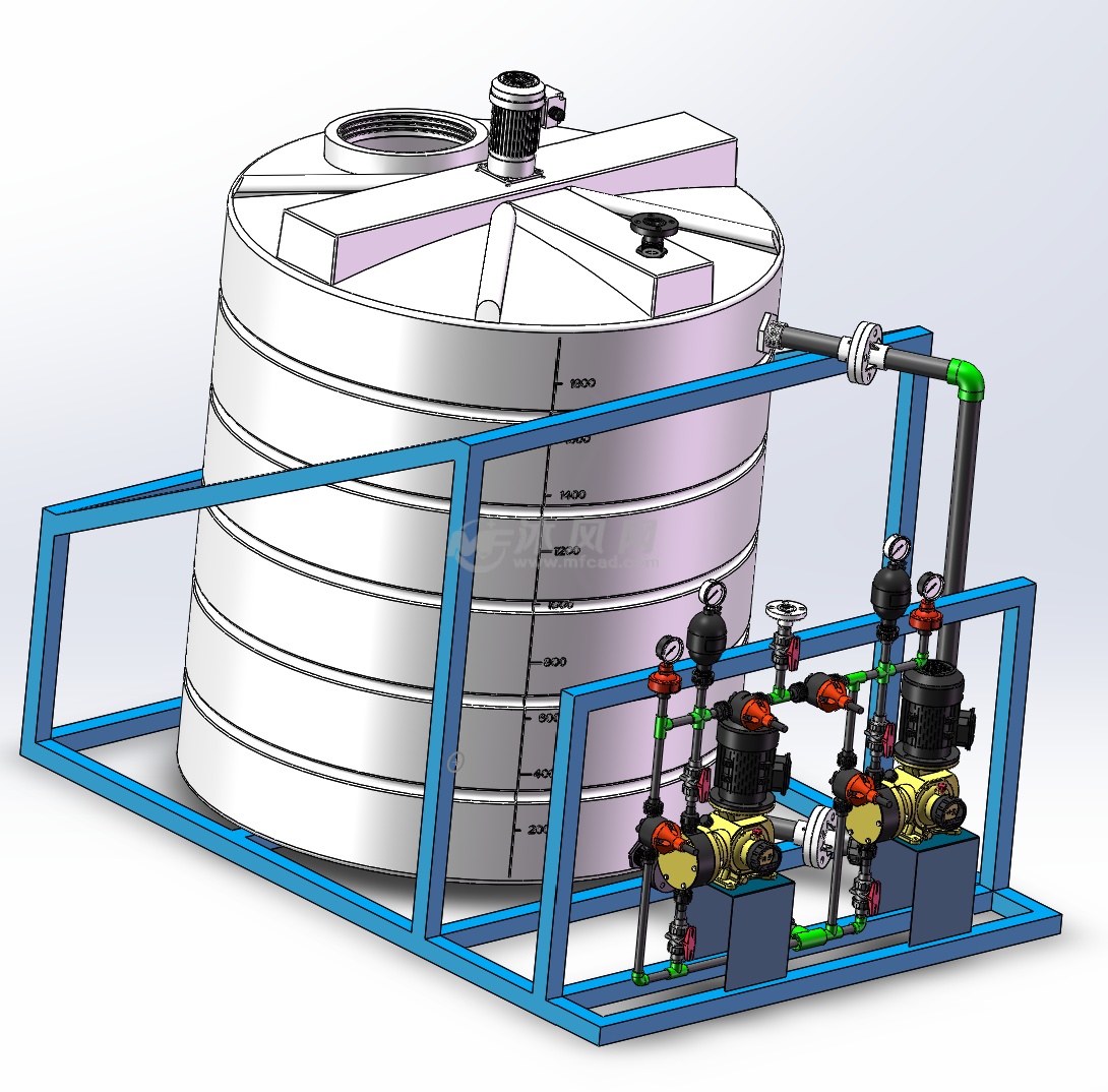 2000l单桶双泵加药装置 - 污水处理设备图纸 - 沐风网