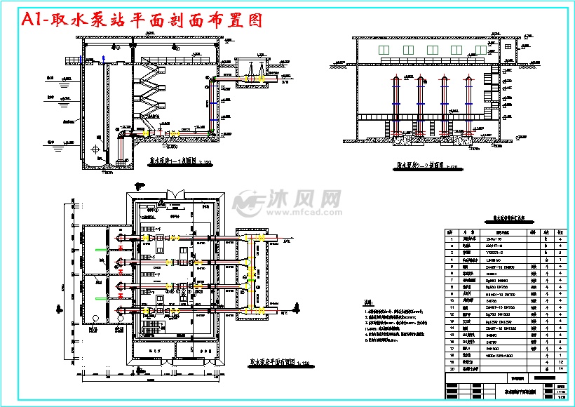 a1-取水泵站平面剖面布置图