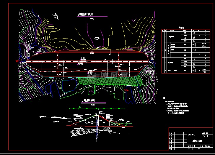 水利工程图纸 大坝堤防图 大坝相关图 图纸包括:主坝平面布置
