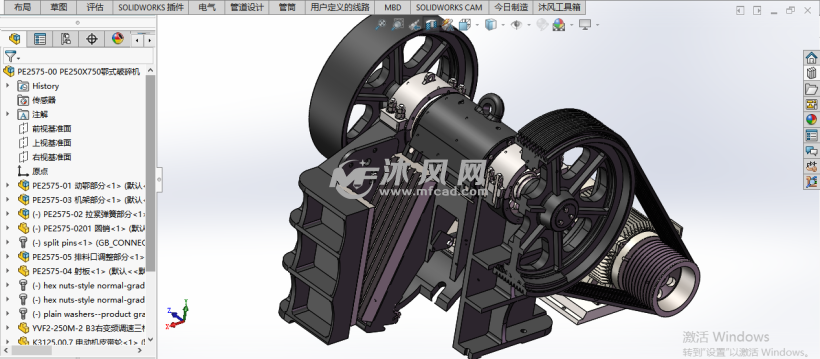 pe250x1000颚式破碎机2d3d