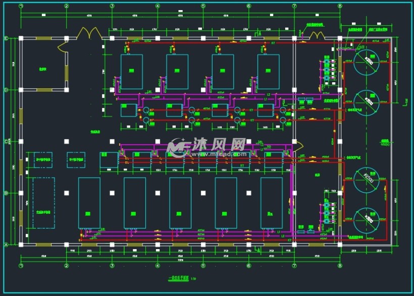 图纸包含压缩空气工艺流程,管线平面,排水,通风等方面的内容,图纸绘制