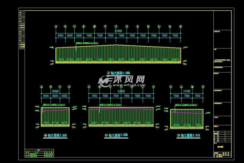 公司单层单山单跨门式刚架厂房工程12张 工农业建筑图纸 沐风网