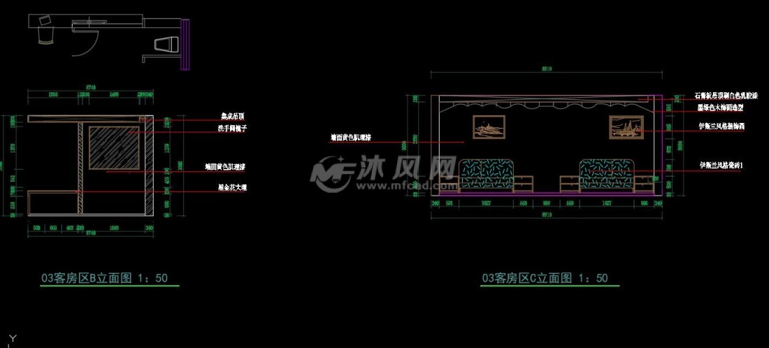 本图纸是一套完整的新中式民宿cad施工图其中包括大厅立面图