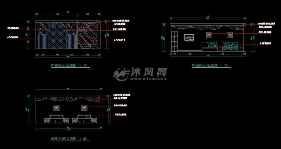 本图纸是一套完整的新中式民宿cad施工图其中包括大厅立面图