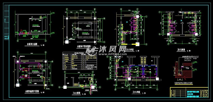 屋顶水箱间平面图及立面图