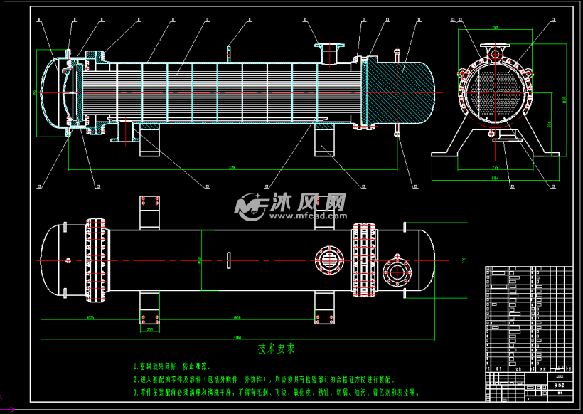 三壳程组合式列管换热器 - 换热压力容器图纸 - 沐风网