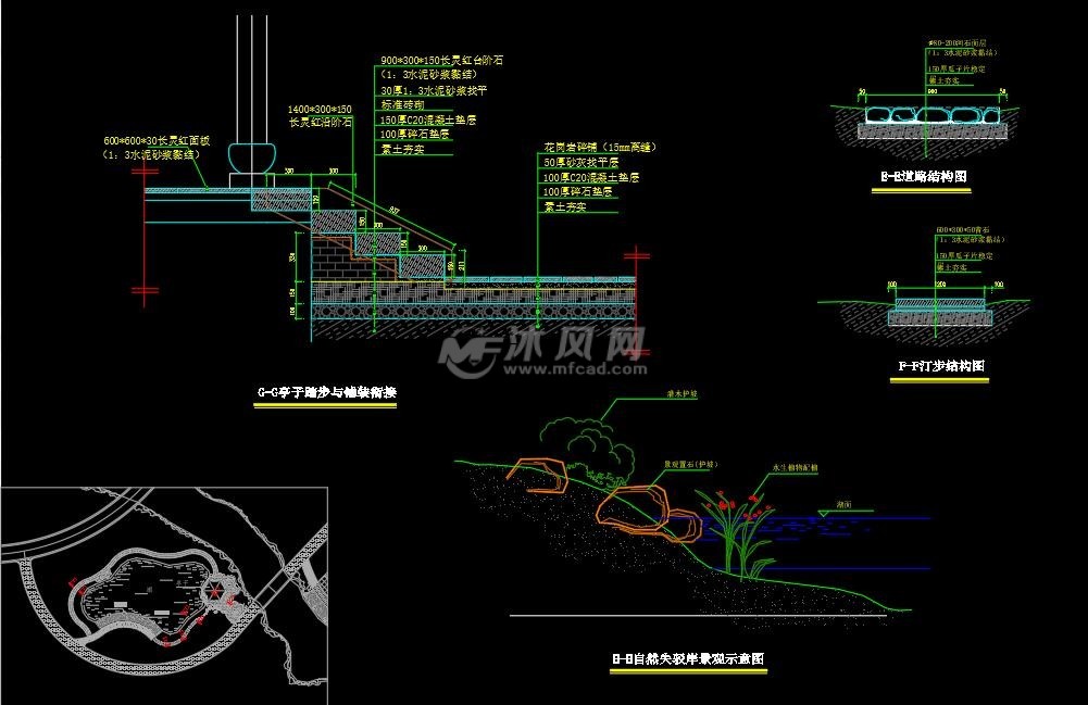 某广场游园景观规划cad图纸- 园林绿化及施工图纸 - 沐风网