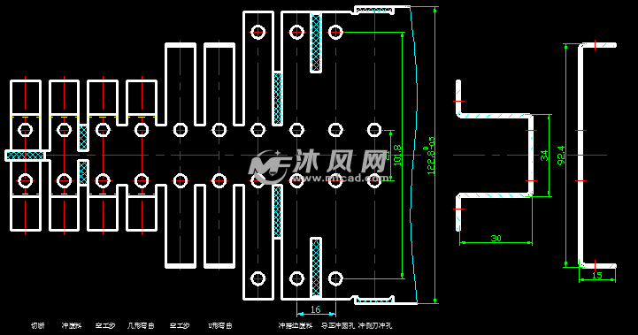 z形弯曲件冲压级进模设计 冲压模具图纸 沐风网