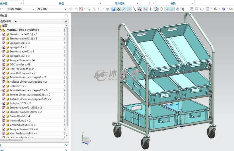 工具箱置放移动工具车模型 - 工位器具图纸 - 沐风网