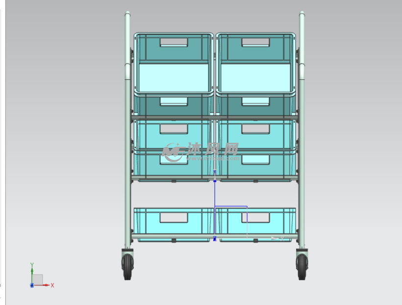 工具箱置放移动工具车模型 工位器具图纸 沐风网