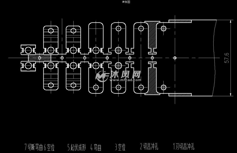 美规e极弹片级进模cad图 ug三维 冲压模具图纸 沐风网