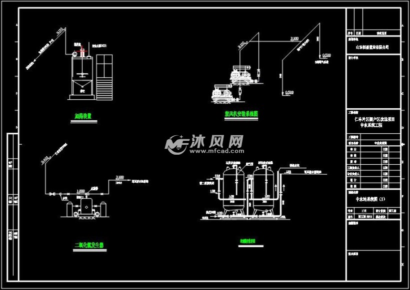 300t/d小区中水回用工程施工图 环保图纸 沐风网