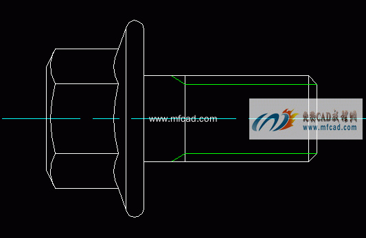 m5x10六角法兰面螺栓的主视图